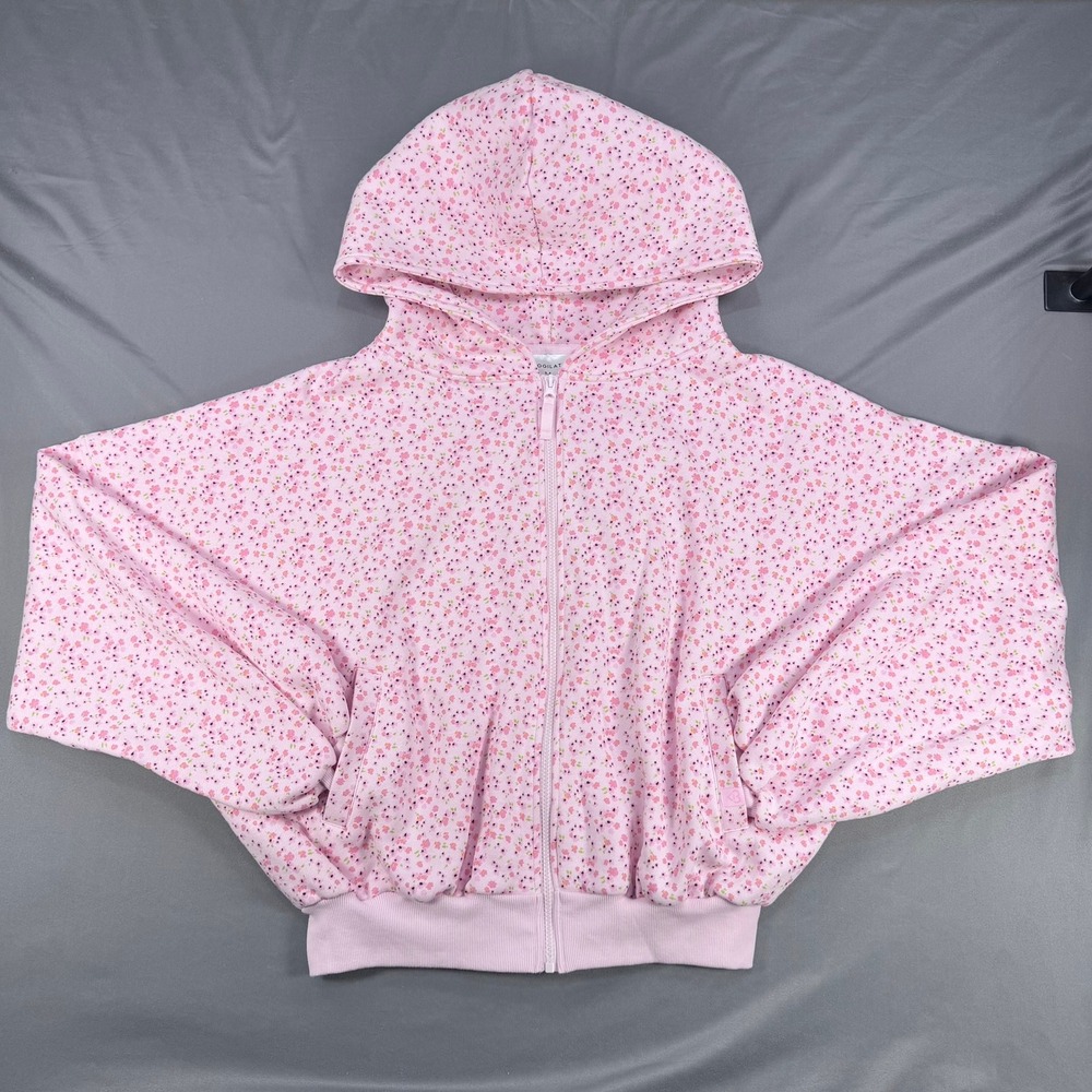 Blogilates Womens M Pink Floral Cotton Blend Marshmallow Hoodie Oversized Zip Up - Picture 9 of 10